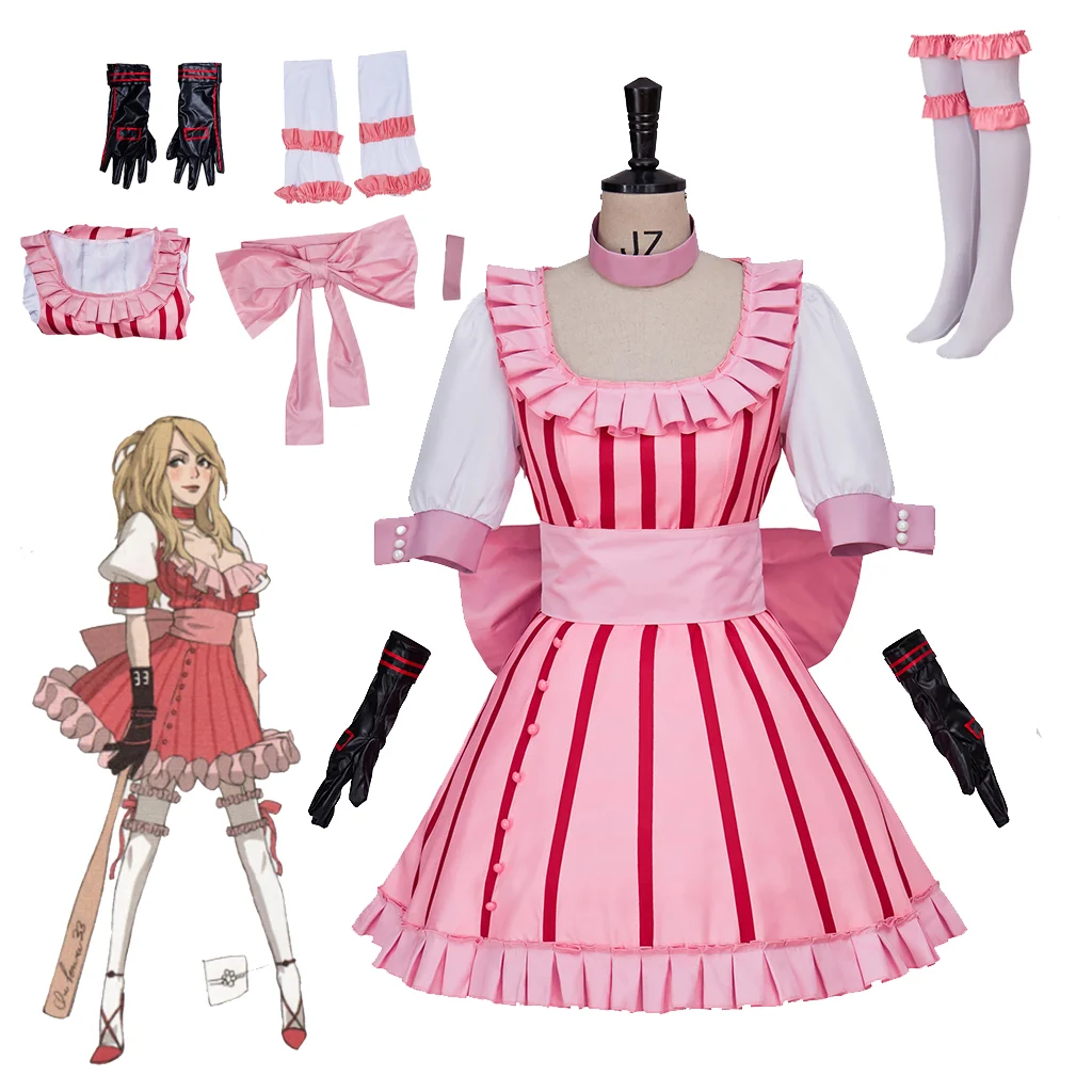 Não mais Heroes Bad Girl Cosplay Traje, Charlotte Birkin, Rosa Doce Traje Lolita, Traje de empregada