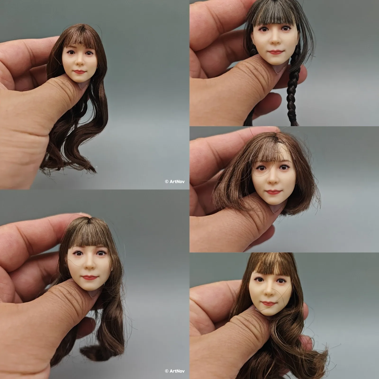 1/6 Scale Female Mobile Eye Smiling Beauty Head Carving Model for 12'' Action Figure