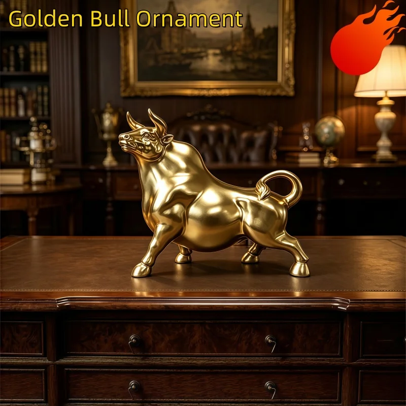 Modern Luxury Gold Bull Statue Resin Sculpture Feng Shui Wealth Figurine for Home Office Desk Decor Business Success Gift