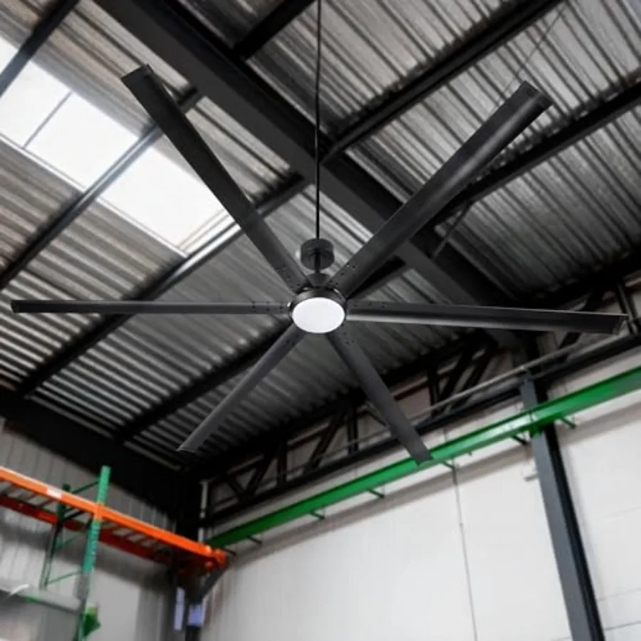 

96 Inch Large Ceiling Fan with Light for Covered Outdoor Patio Large Room, Aluminum Blades, Black, Ultra High Airflow 11000 CFM