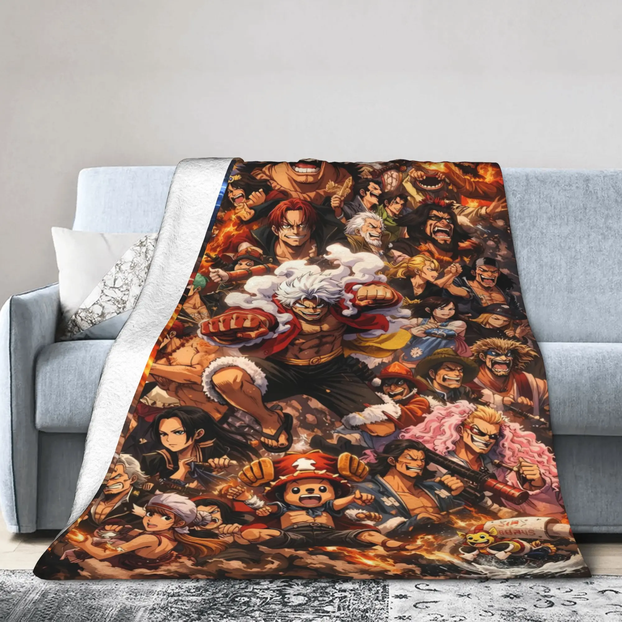 Soft Blanket Girls Boys Picnic Anime one piece Luffy Throw Blanket  Flannel Bedspread For Couch Chair Funny Sofa Bed Cover