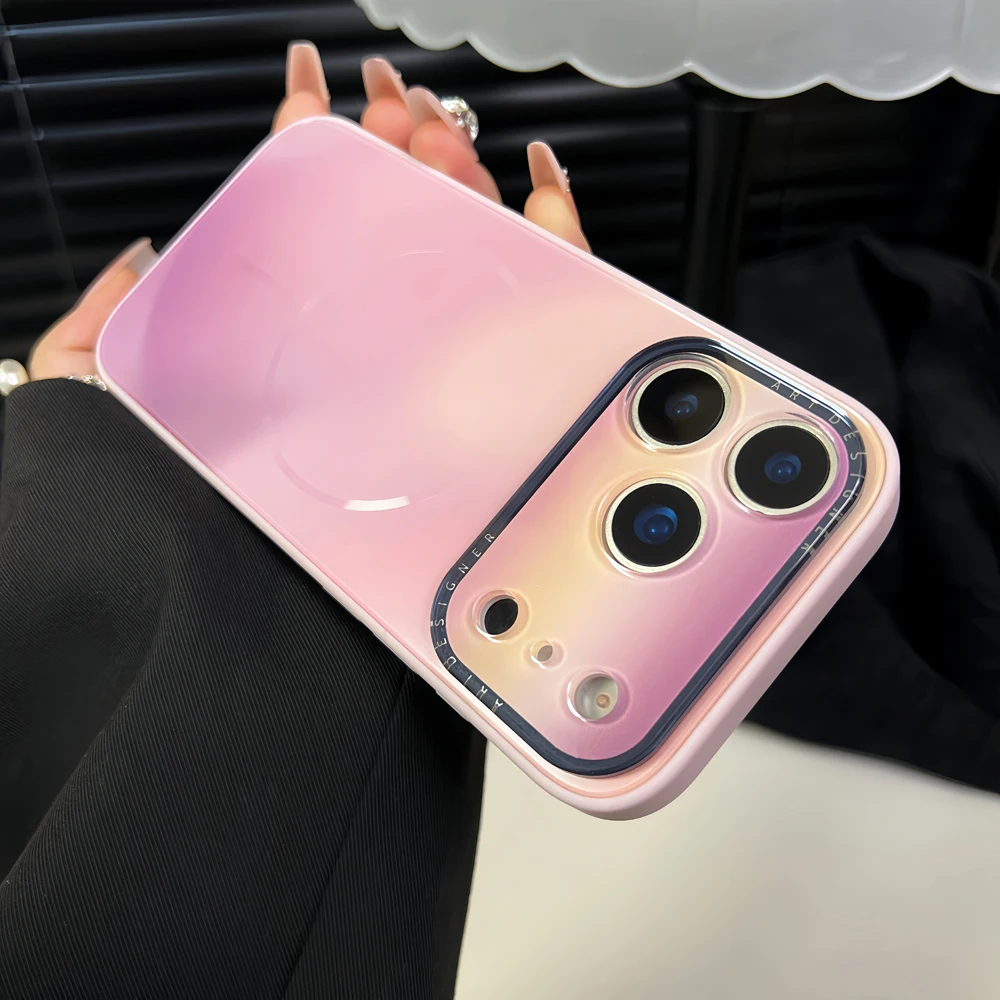 

Luxury Magnetic Wireless Charging Phone Case For Magsafe iPhone 17 16 15 14 13 12 Pro Max Plus Tempered Glass Protection Cover