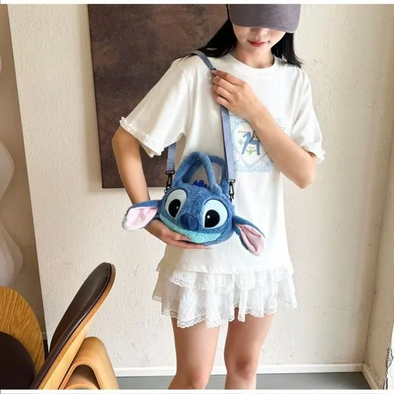 Disney New Lilo & Stitch Plush Toys Kawaii Plush Messenger Bag Girl Handbag Anime Stuffed Toys Children Cartoon Plushie Soft Bag