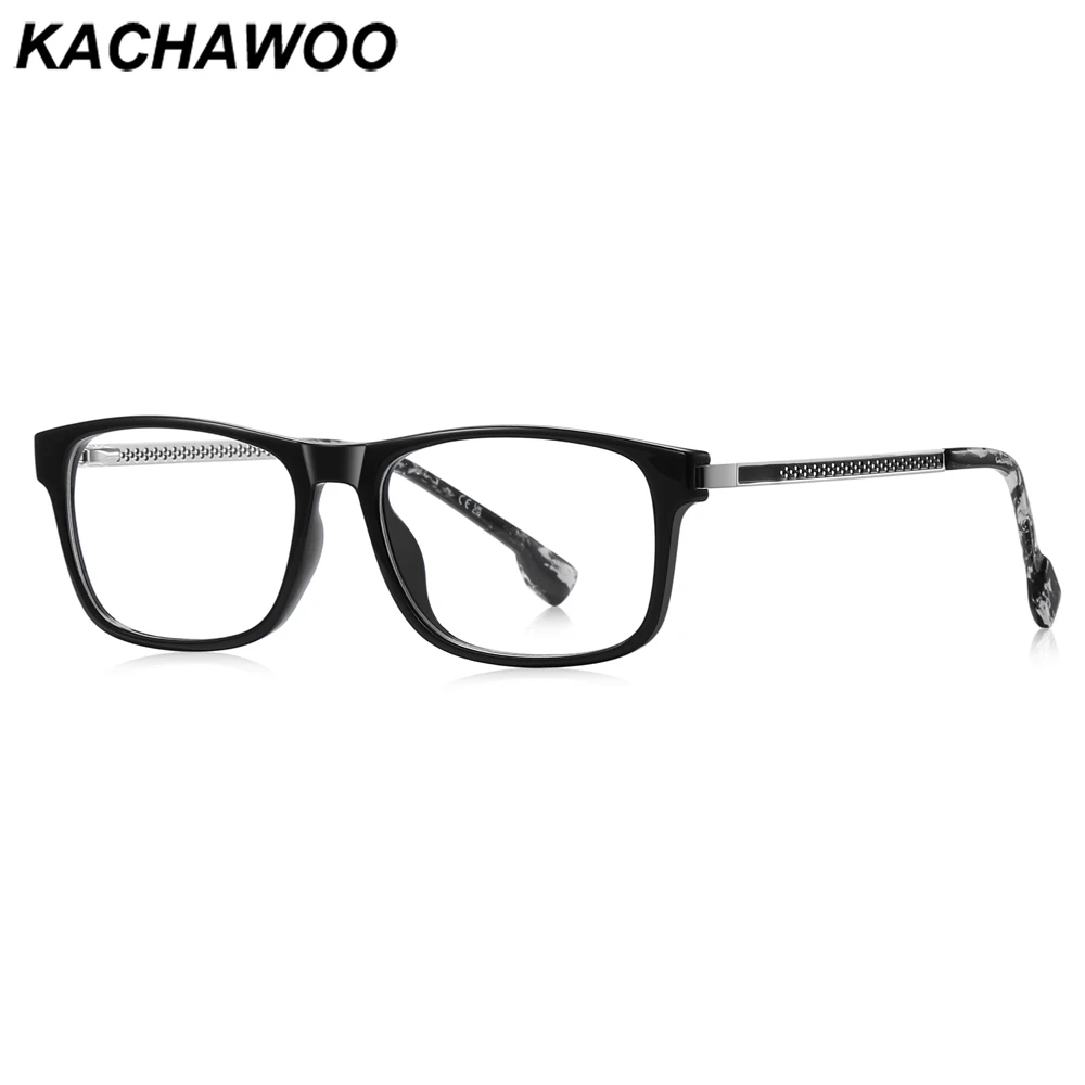 

Kachawoo ретро очки мужские ультралегкие TR90 оправа полуметаллическая квадратная оправа для очков для мужчин аксессуары подарки черный серый коричневый