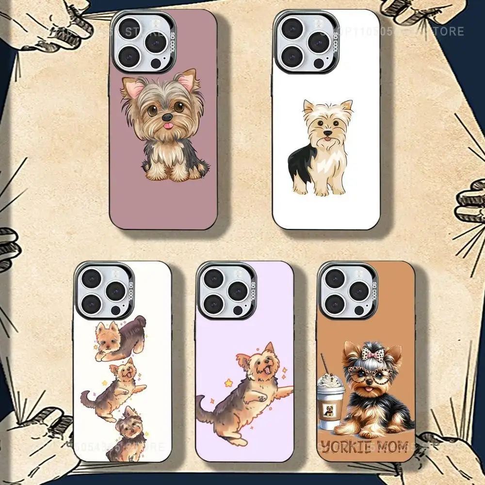Funda de teléfono con perro bonito Yorkshire Terrier para iPhone 16,15,14,13,12,11,8,7,Pro,Max,Plus,Mini,XS,SE, cubierta mate a prueba de golpes