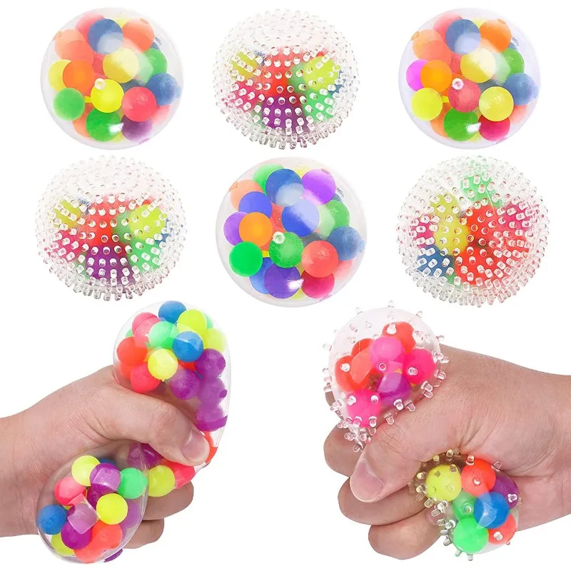 

Glitter Foam Led Colored Bead Grape Vent Ball Antistress Stress Relief Hand Fidget Toy Squishy Stressball for Kids Adults