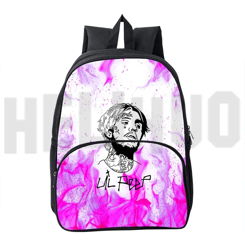 Rapper Lil Peep 3D Backpack 12/16 Inch Mini Rucksack Kindergarten Kids Schoolbag Lil Peep Canvas Cartoon Bookbag Men Travel Bag