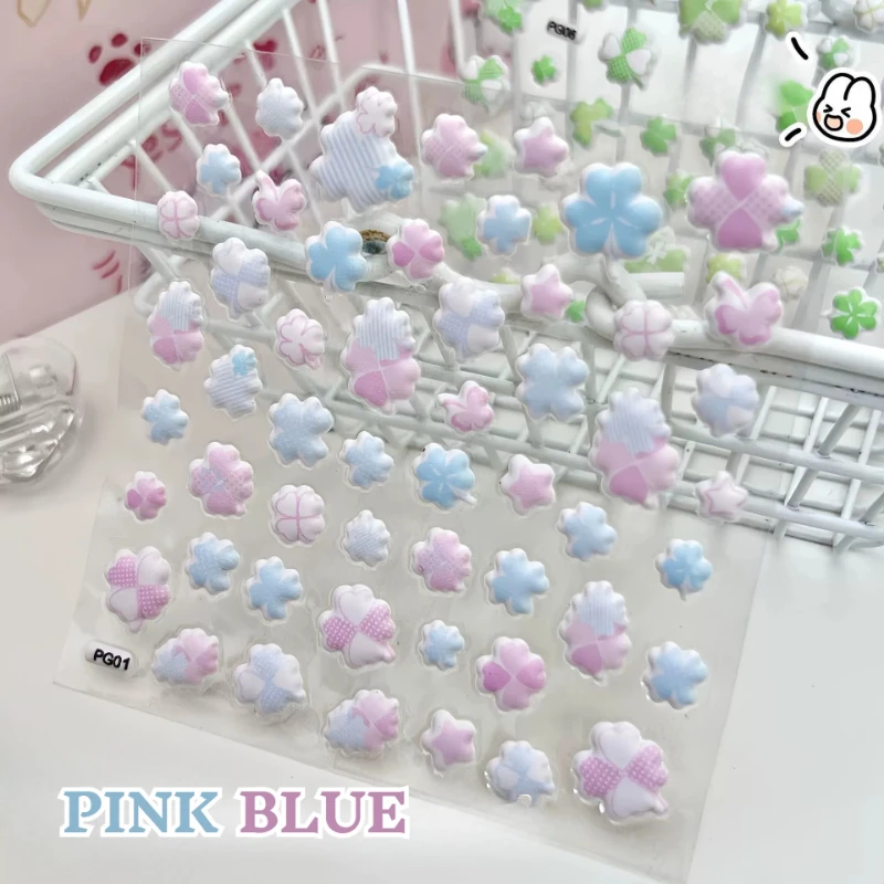 Cute Lucky Four-leaf Clover 3D Puffy Stickers - Fun DIY Mini Bubble Relief Decoration for Phone Case Scrapbook & Journal Sticker