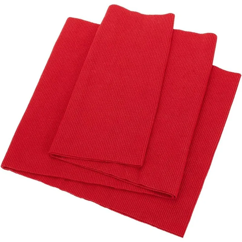 Big Red Ribbed Knit Fabric with Elasticated Stretch Fibre 25x8.6inch Woven Ribbed Cuffs for Patchwork T-Shirts Jackets Dresses