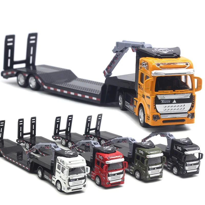 

1: 50 Alloy City Flatbed Transport Vehicle, Multiple Trailers, 33CM Car Model, Cloud Ladder Truck, Excavator