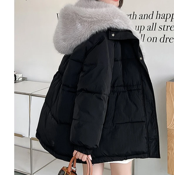 

Detachable Large Fur Collar Cotton Jacket Women's 2025 Winter New Cotton Jacket Thickened Waist Pie Overcome