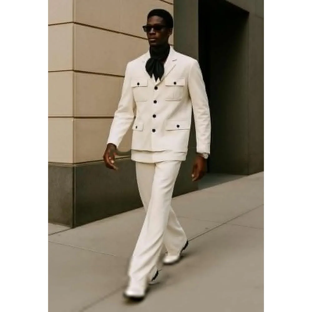 

Handsome Men Suits Business 2 Pieces Jacket Pant Notch Lapel High Quality Single Breasted Formal Occasion Male Clothing Banquet