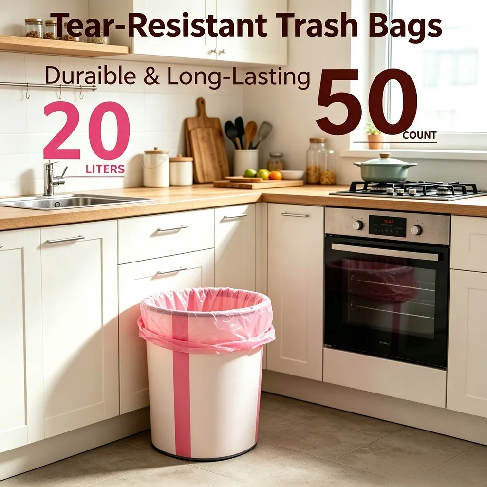 200PCS 5 Gallon Drawstring Trash Bags Medium Heavy-Duty Leak-Proof Tear-Resistant Kitchen Bathroom Home Office Garbage Bag Liners