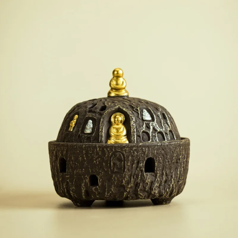 Dunhuang Zen Buddha Spule Weihrauchbrenner Keramik Weihrauchhalter für Sandelholz Adlerholz Home Aromatherapie Desktop Dekor Geschenk