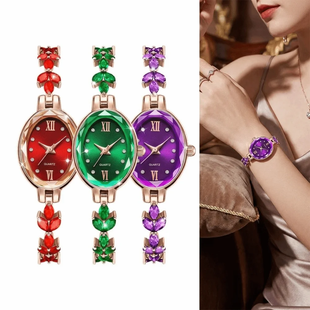 Rhinestone Quartz Watches Diamond Studded Watch Strap with Adjustable Bracelet Rotundity Shaped Watch Wrist Decoration Gift