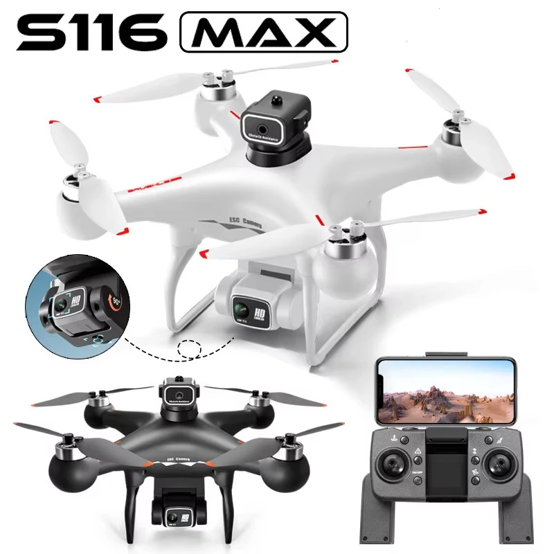 

S116 MAX Drone with 4K HD Dual Camera Optical Flow Brushless Wide Angle Obstacle Avoidance 4-Axis RC Quadcopter Kids Toys Gift