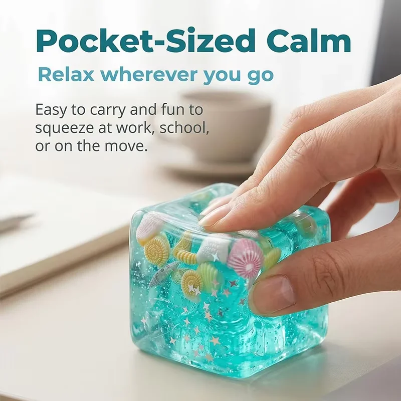 Ocean Shell Squishy Stress Balls Transparent Star Maltose Cubes Super Soft Squeeze Fidget Toy Stress Relief For Adults view 4