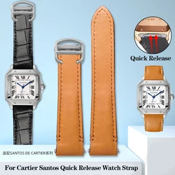 19mm 21mm Quick Release Leather Strap  for Cartier Santos Classic Style WSSA0009 WSSA0010 WSSA0018 New SANTOS Watch Band Chain