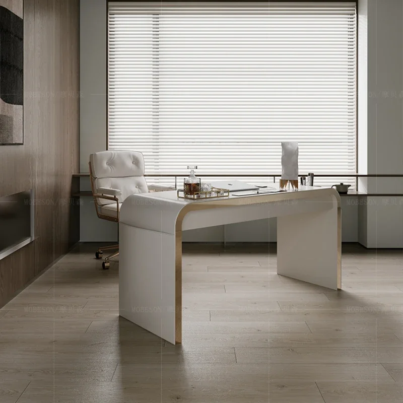 

Saddle Leather Desk Living Room Study Writing Desk Beauty Medical Consultation Office Computer Desk