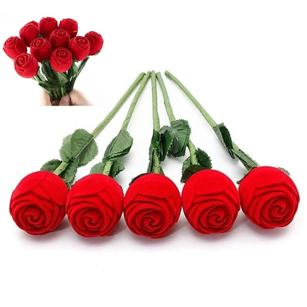 Boxes Cases Unique Case Engagement Display Box Red Storage Earring Wedding Flower Jewelry Gift Rose Ring
