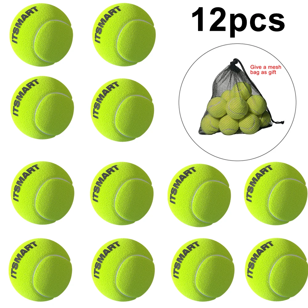itsmart 6/12 stücke Tennisbälle mit Mesh Tragen Tasche Praxis Ball Hohe Elastizität Haustier Hund Spielen Bälle Outdoor Training sport Wettbewerb 4