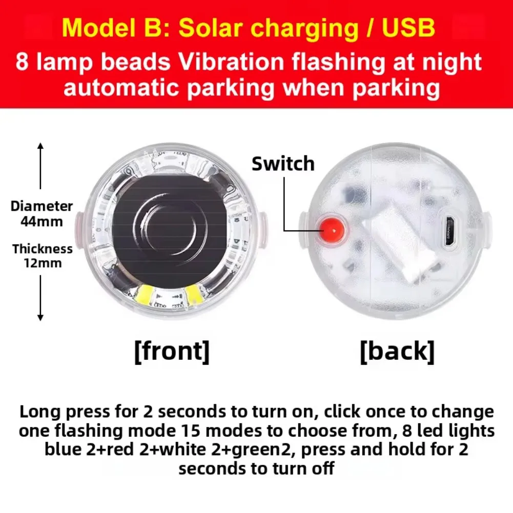 LED Brake Light Motorcycle Taillight For Night Riding Waterproof Sealed PC LED Material USB Charging Automatic Night Activation
