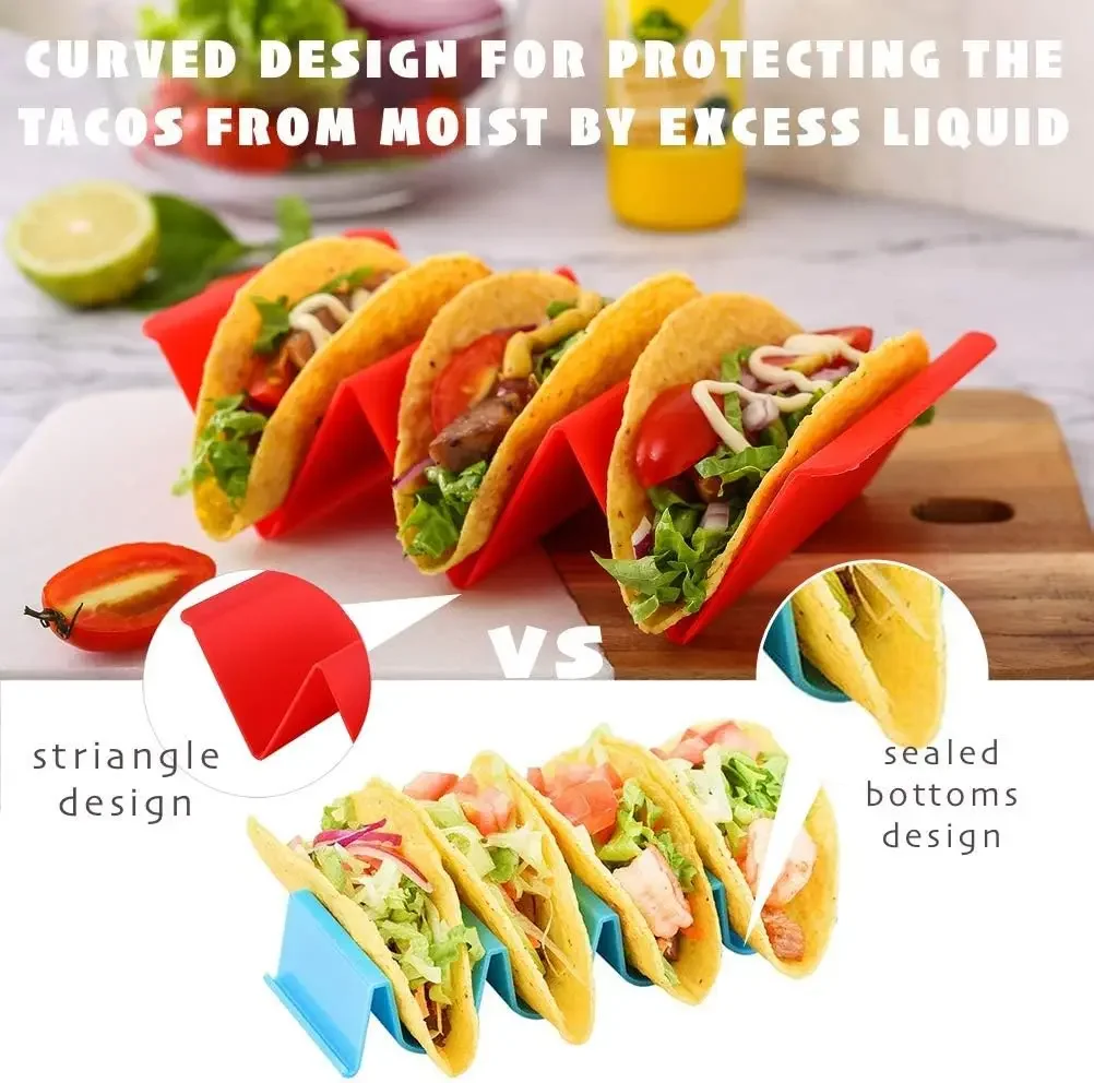 4PCS Taco Holder Mexican Pancake Rack Multicoloured Wavy Taco Holder Tortilla Tray Food Tray Rack Kitchen Baking Tools 3