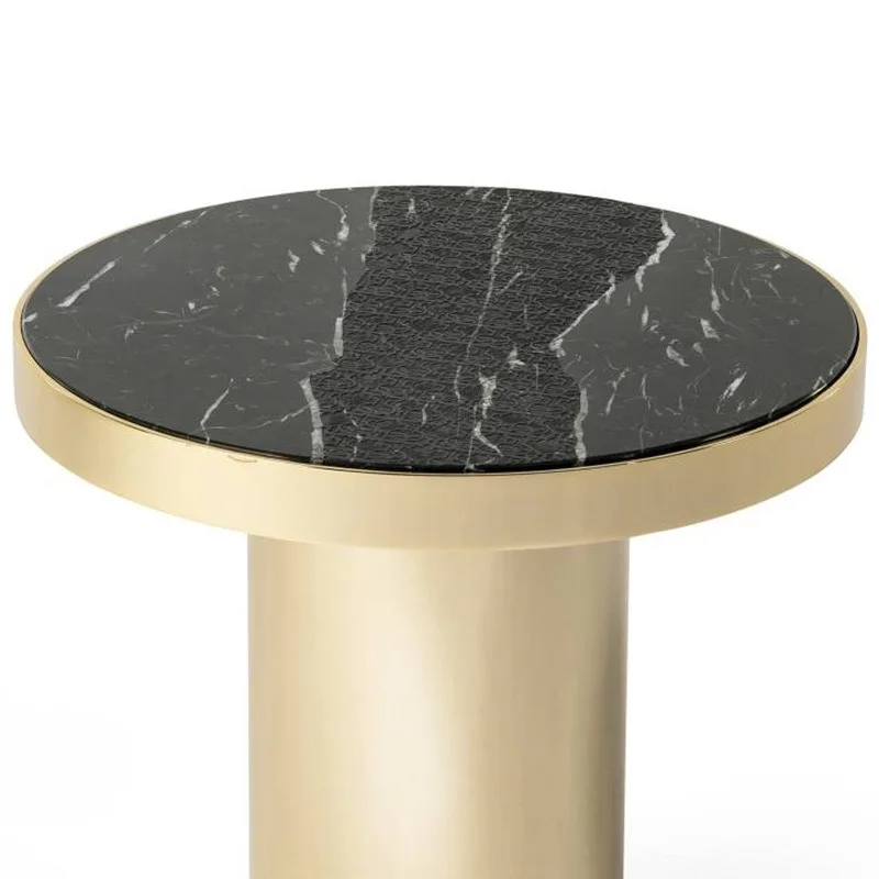 Modern Nordic light luxury gold cylindrical edge table, living room bedroom bedside small coffee table