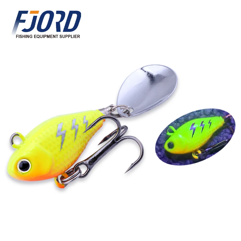 FJORD Spinner 10,5 g 14 g 21 g Angelköder, rotierender Paillettenschwanz, UV-Effekt, Oberfläche, Vib, Jig-Köder, Süßwasser-Salzwasser-Angelartikel