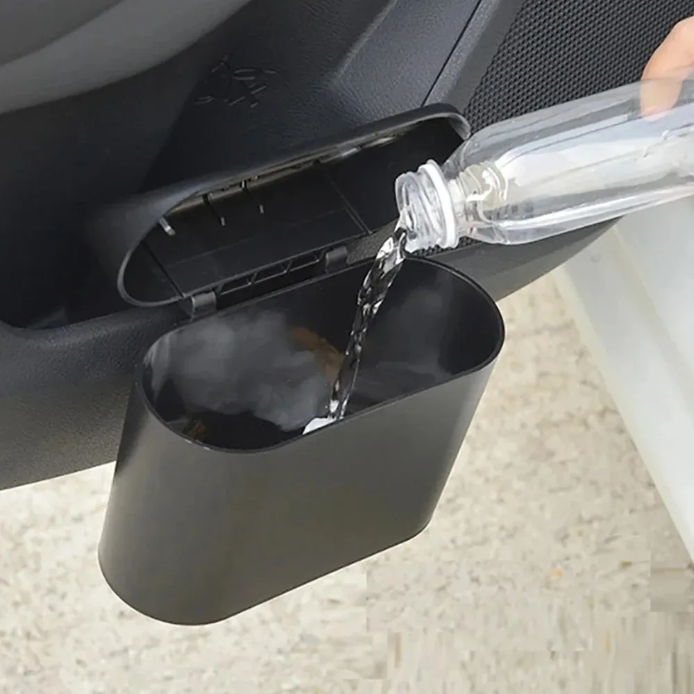 Car Trash Bin Hanging Vehicle Garbage Dust Case Storage Box Black Square Pressing Type Trash Can Auto Interior Accessories