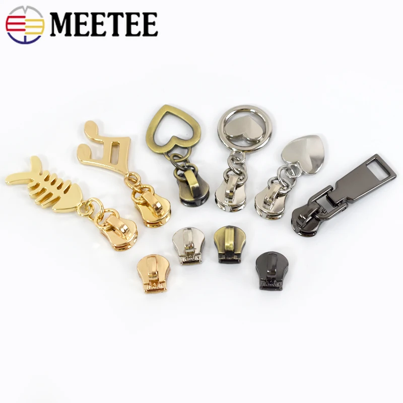 10/20pcs Meetee Zipper Slider for 5# Sewing Metal Zippers DIY Zips Head Bag Pocket Wallet Repair Kits Replacement Tailor Tools