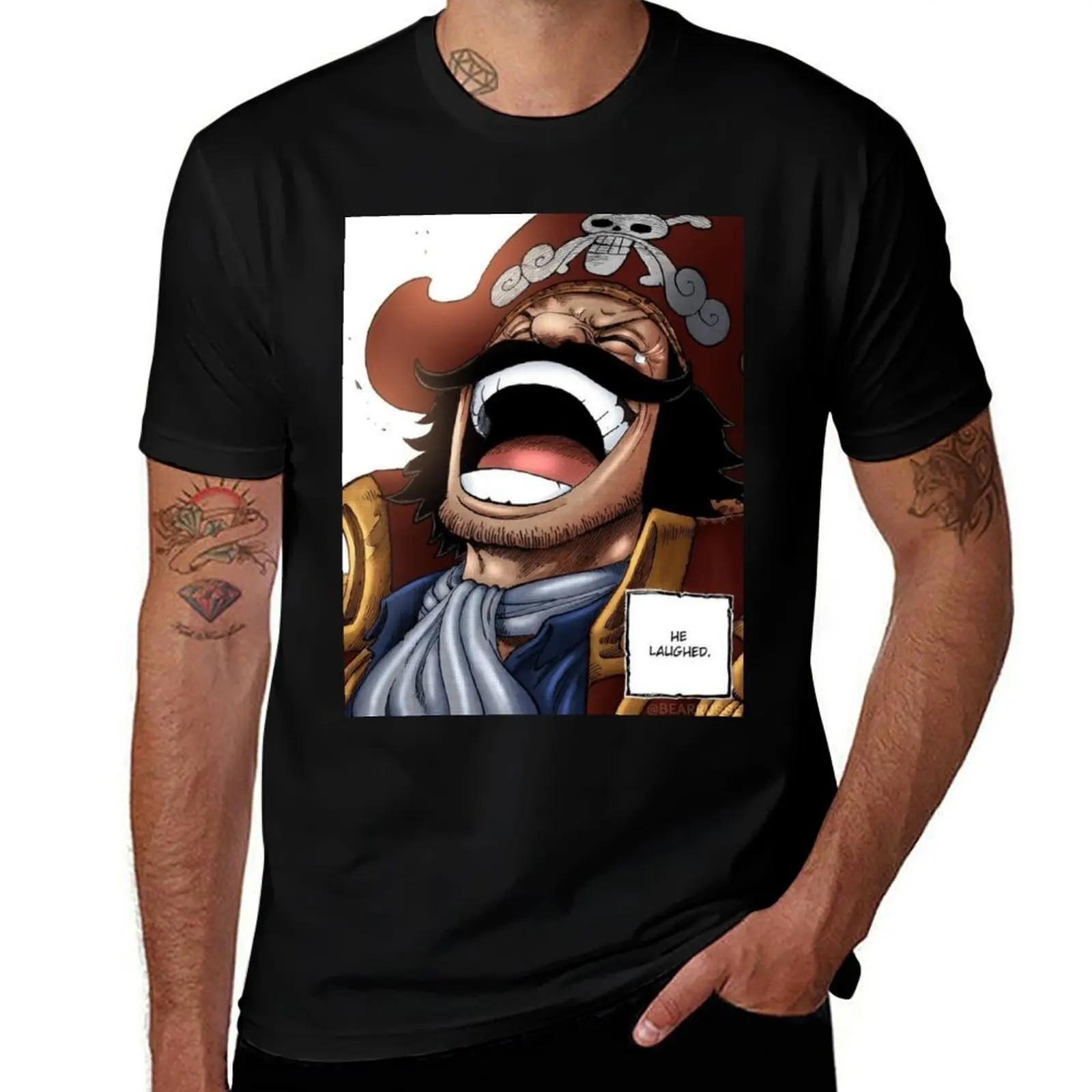 

GOL D. ROGER - HE LAUGHED T-Shirt cotton man t-shirts custom shirt anime figures anime shirts men