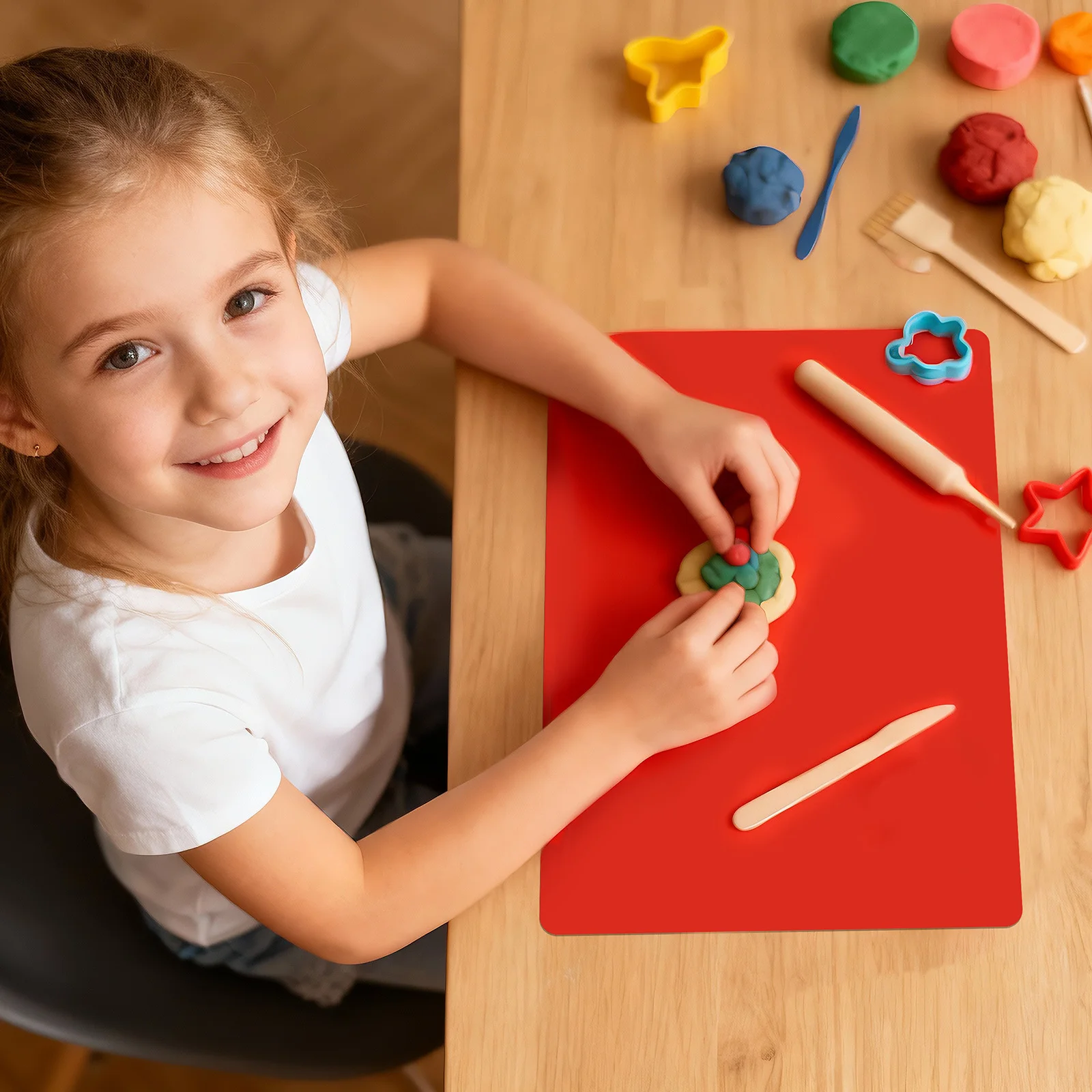 แผ่นดินเผาหลากสี 8 ชิ้น สำหรับเด็ก แผ่นโพลิเมอร์นำกลับมาใช้ใหม่ อุปกรณ์ DIY ชุดกิจกรรม แผ่นปูรองทำโมเดล งานฝีมือ