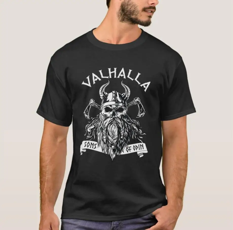 

Valhalla Sons of Odin Norse Nordish Thor My T-Shirt Summer Short Sleeve Casual 100% Cotton Shirt Mens Clothing