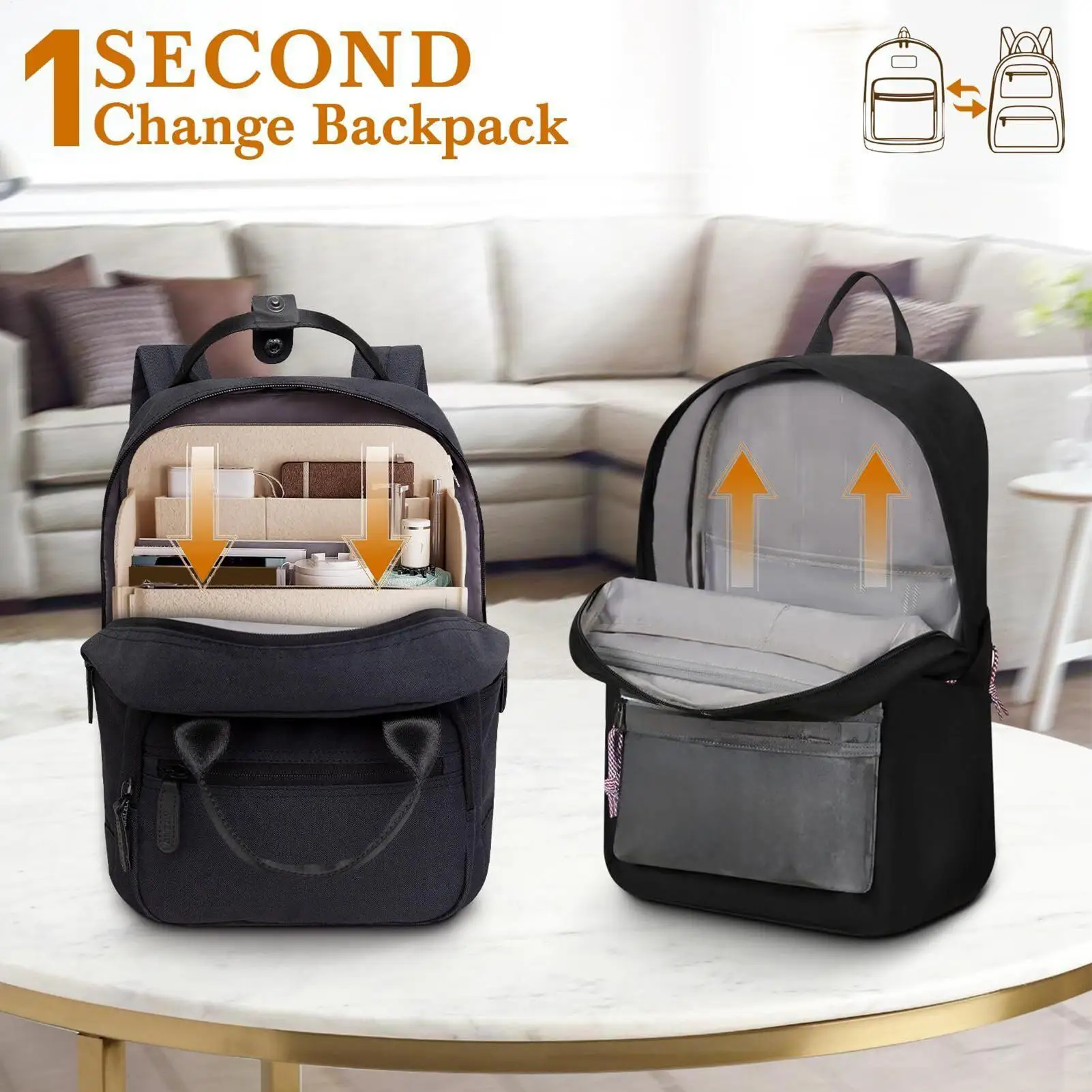 Large Capacity Bookbag Organizer Insert Handbag Inner Bag Storage Bag Multi Pockets Rucksack Tidy Pouch for Cosmetics Phone