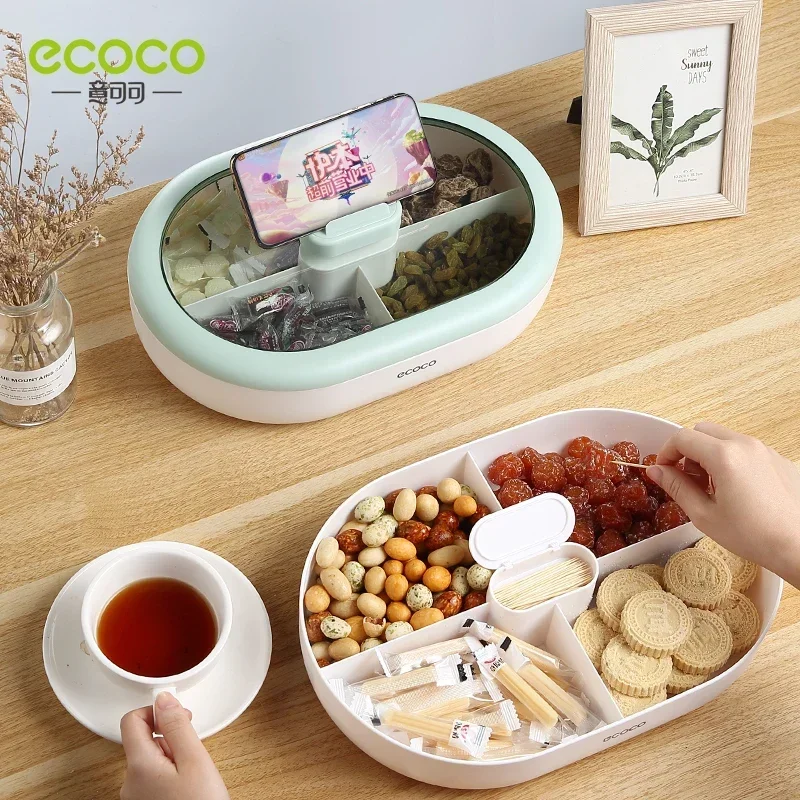 ECOCO Candy Plate Dry Fruit Plate Home Living Room Coffee Table Snack Snack Storage Box Net Red Melon Seeds Refreshment Nut Tray