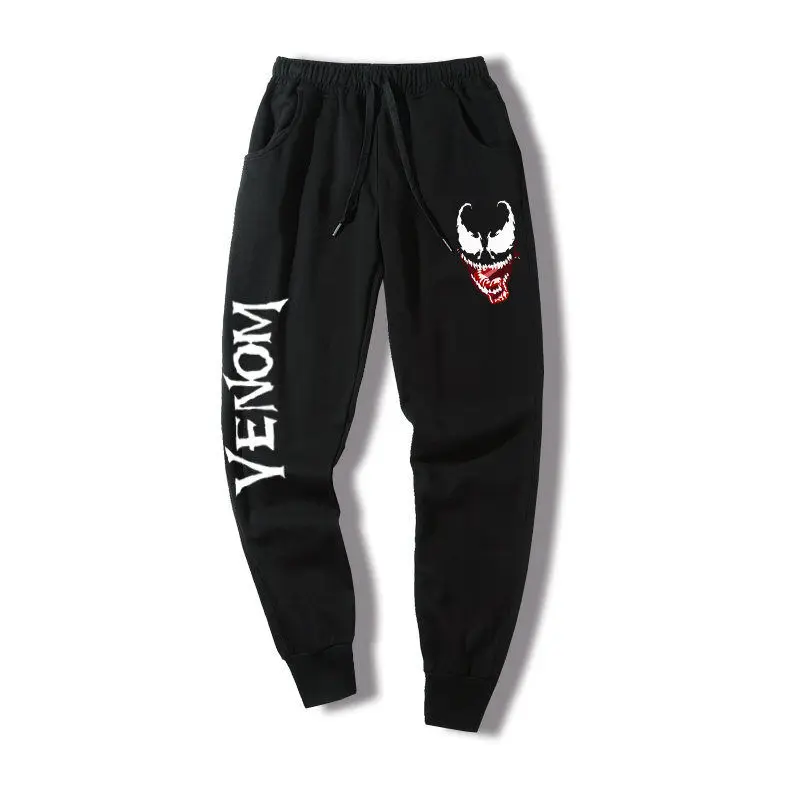 2024 Marvel Venom Venom Deadpool Printed Fleece Sweatpants Tide Brand Winter Exterior Leggings Thickened Small Sweatpants