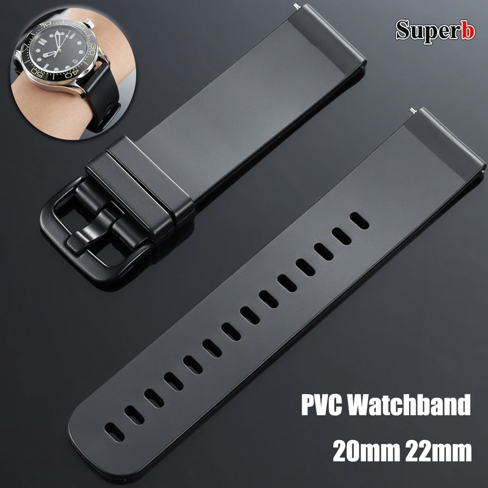 

Silicone Watch Bands 20mm 22mm Soft Universal Strap Quick Release PVC Plastic WatchBands Business Waterproof Bracelet for Seiko