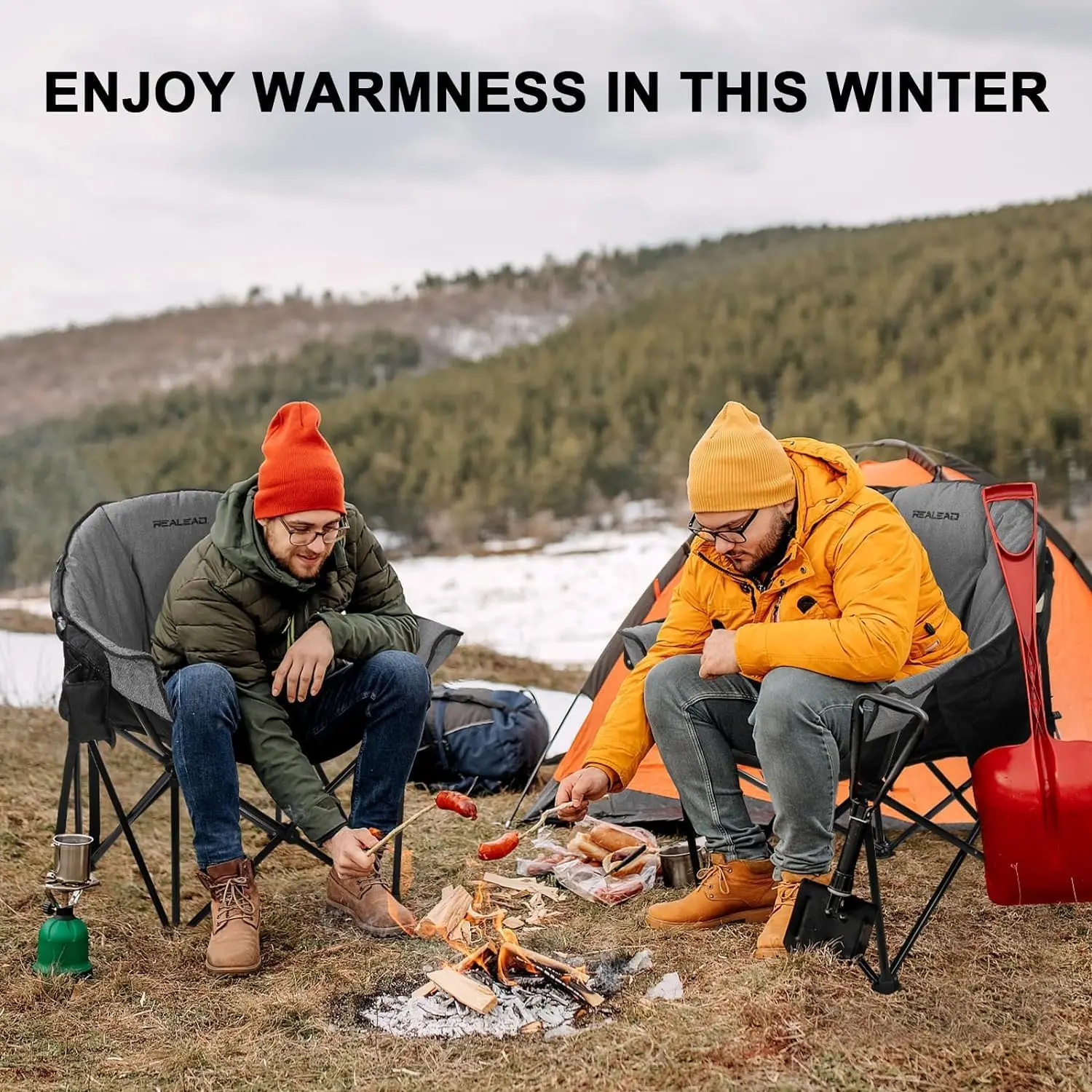 Oversized Heated Camping Chair | Fully Thick Padded | Heated Chairs for Outdoor Sports with Back and Seat Heating | Heat