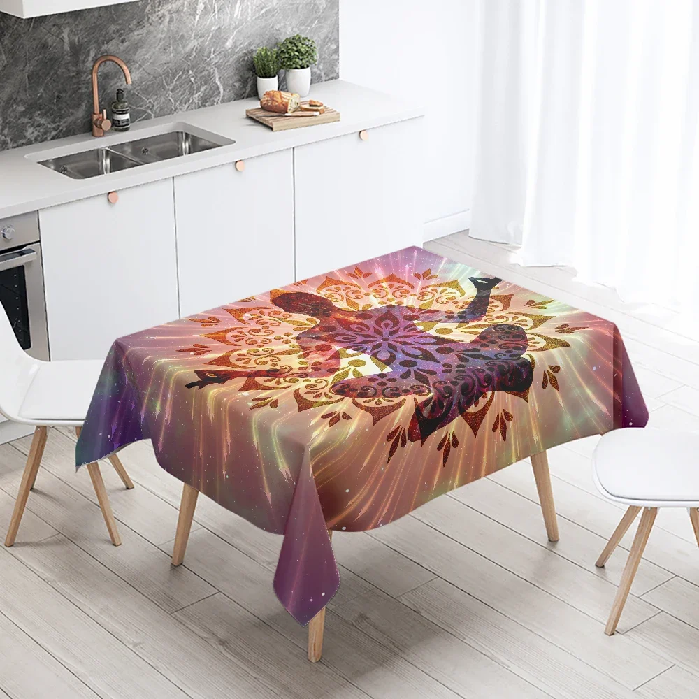 Meditation Buddha Tablecloth Waterproof Rectangular  Party Decoration Restaurant Table Kitchen Home Decor