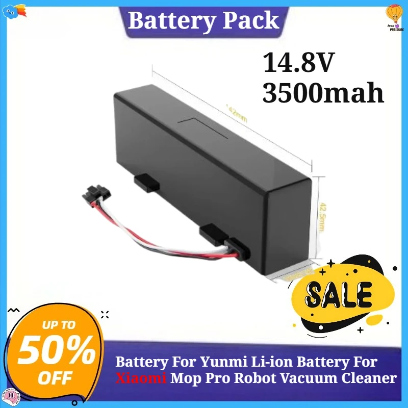 

14.8V 3500mah Replacement Battery For Yunmi Li-ion Battery For Xiaomi Mop Pro Robot Vacuum Cleaner STYTJ02YM Accessory Spare