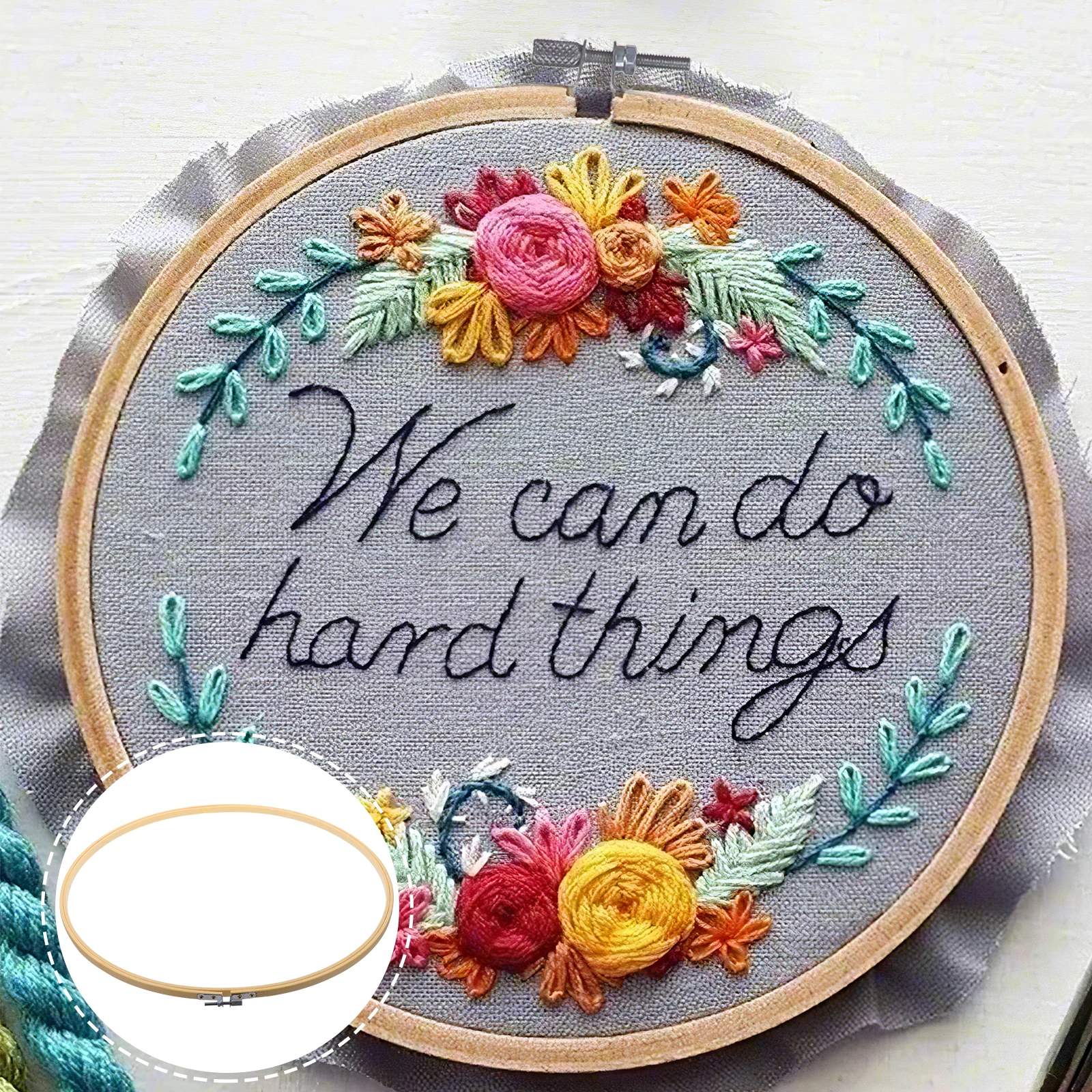 

1pc 40Cm Bamboo Hoop Frame Kit For Cross Stitch Diy Sewing Craft Beginner Embroidery Ring Set Wall Decoration Handmade Kit