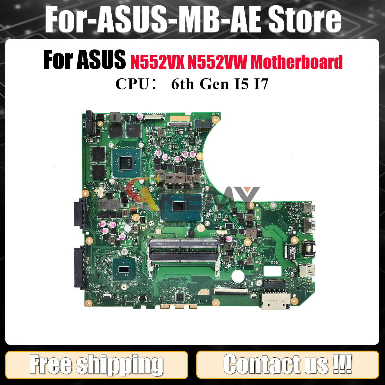 

N552VW Laptop Motherboard For ASUS ROG N552VX N552VW N552V Notebook Mainboard With I5 I7 CPU 100% tests OK fast shipping stk