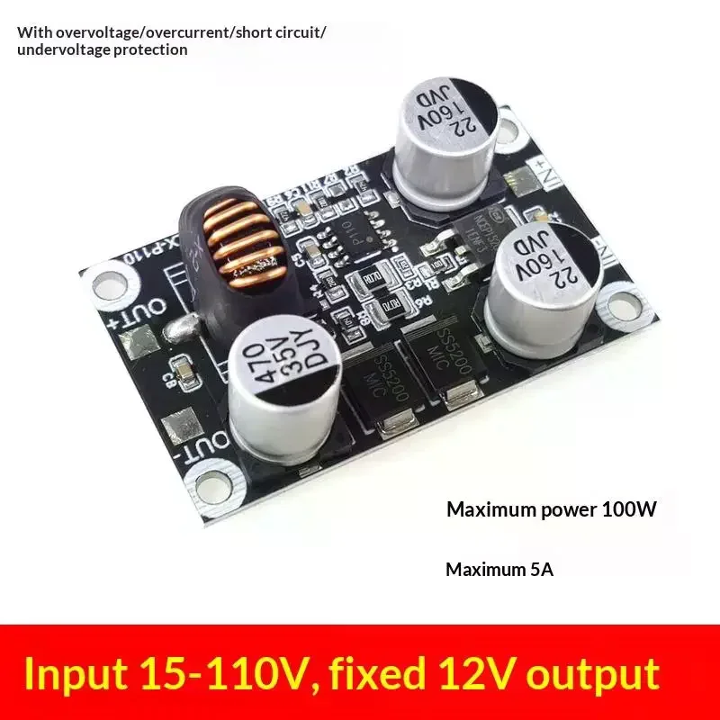 1Pcs Power Supply Step Down Converter DC-DC High-power Step Down Module Non-isolated Stabilizer 10V-110V To 5V/9V/12V/24V 5A