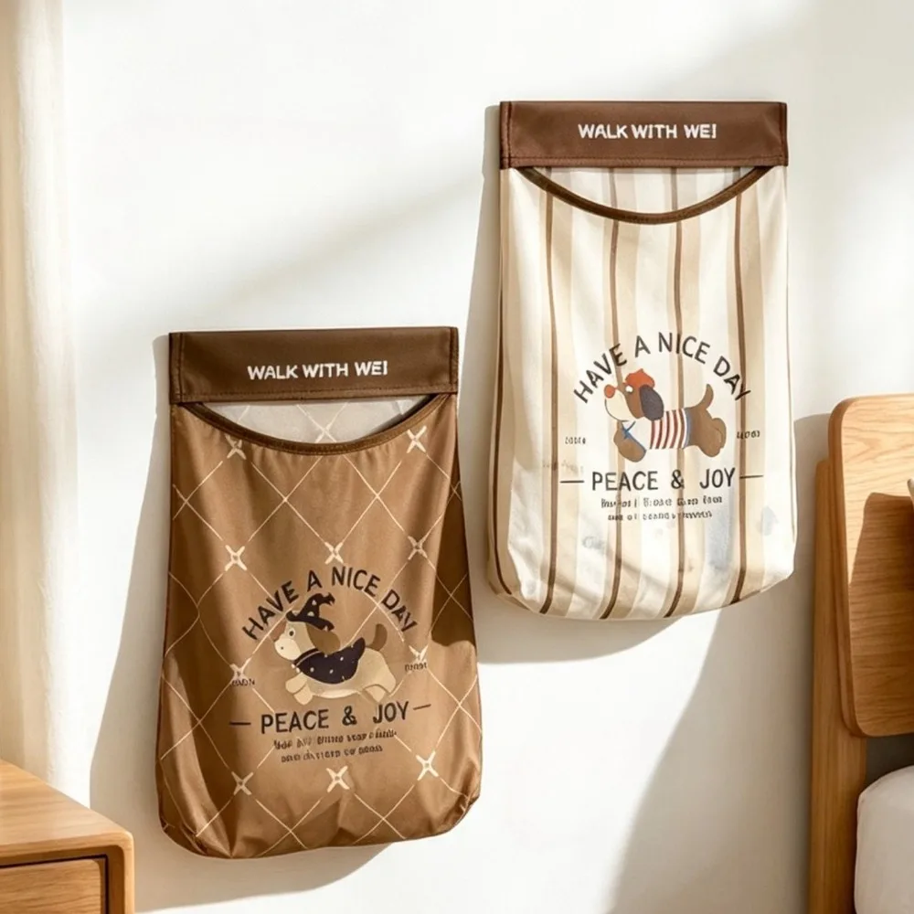 1 Piece Wall Mounted Garbage Bag Storage Net Bag Self-adhesive Large Capacity Hanging Organizer Pouch for Kitchen Home Storage
