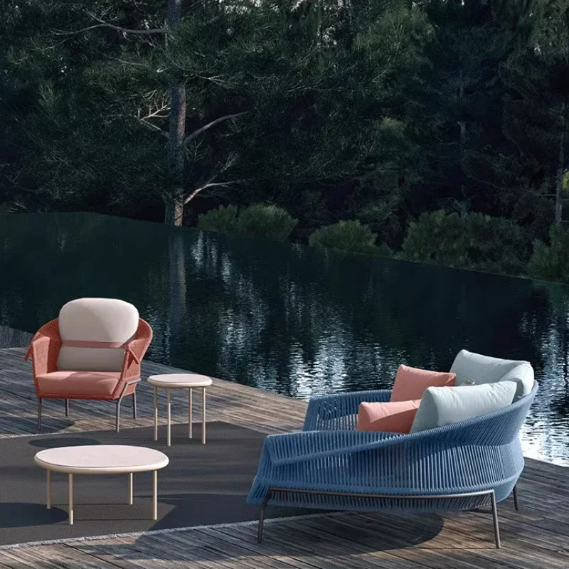 Sofá europeu de luxo rattan designer ao ar livre barato almofada sofá braço leitura lounge muebles para el hogar móveis