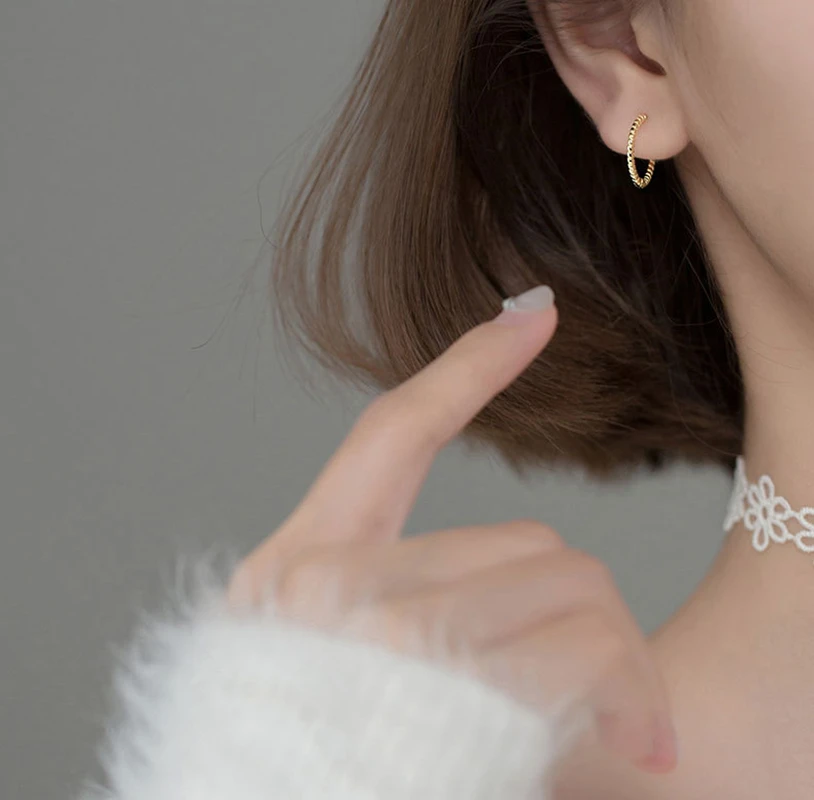 LIVVY Silver Color Prevent Allergy Simple Twisted Round Hoop Earrings for Women Trendy Elegant Party Jewelry Wholesale image 2