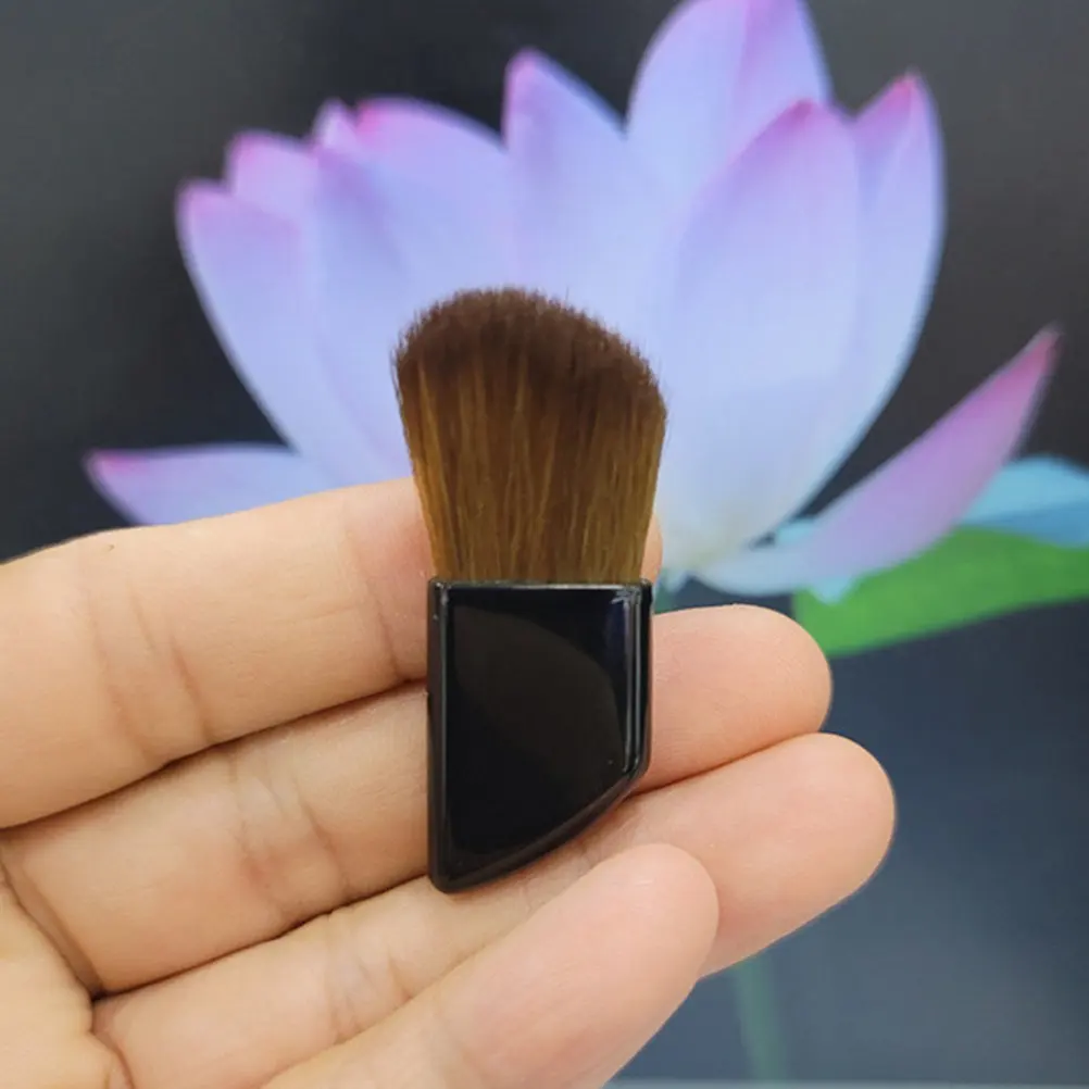 2Pcs Portable Blush Brush Set Small Size Nylon Plastic Cheek Brush for Travel Home Business Daily Use Makeup Foundation Powder