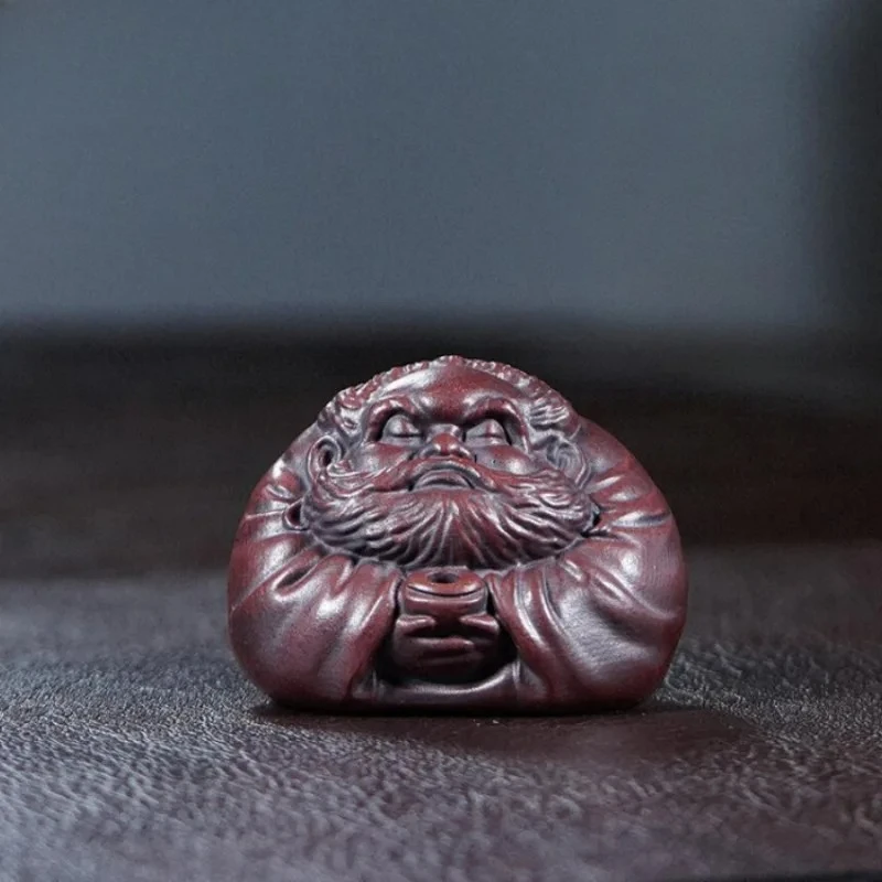 Figura de té artesanal de Yixing Zisha con diseño de Bodhidharma y maceta, para decoración de paisajes, juguetes, estatuas de té, adornos para cafeterías