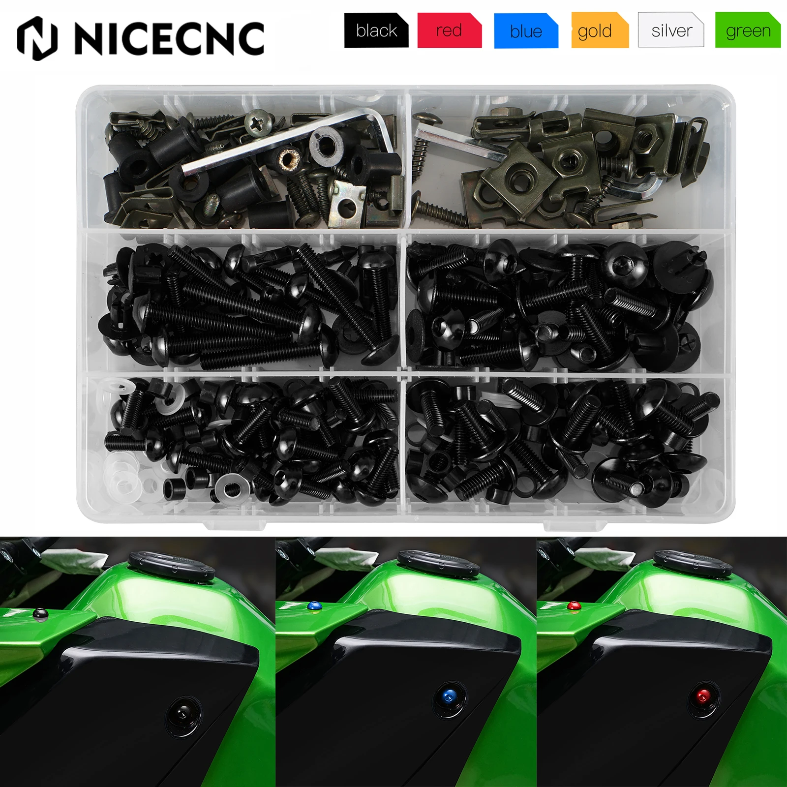 190PCS Motorcycle Fairing Bolts Body Screws Nuts For Suzuki GSXR 600 750 1000 Yamaha SRX Kawasaki ZXR Ninja Honda CBR 600RR 1000